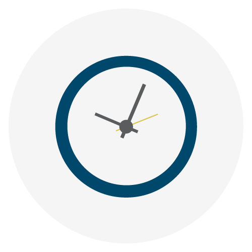 An animated icon of a clock with conversation bubbles