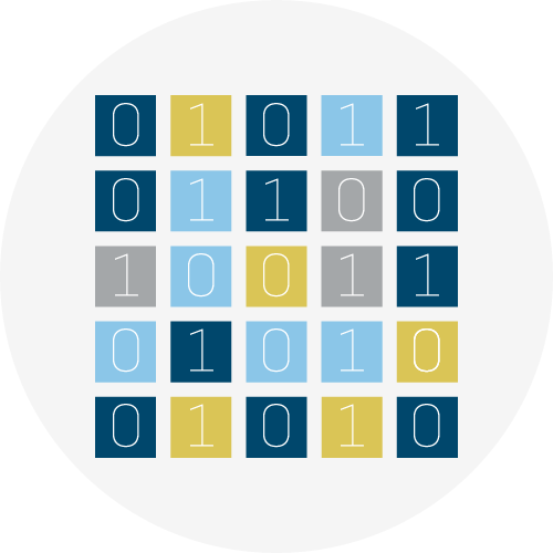 An animated icon of a grid of colored squares