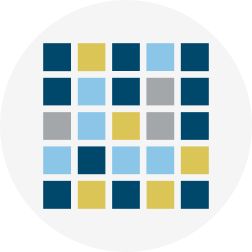 An animated icon of a grid of colored squares