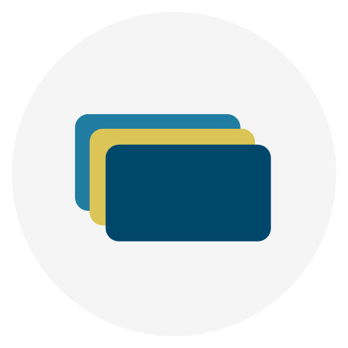 An animated icon of shuffling contact cards